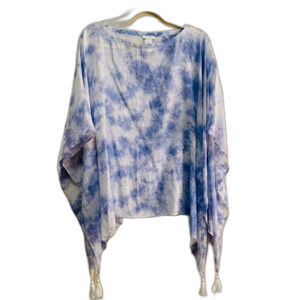 J Jill Blue Tie-Dye Poncho Top One Size